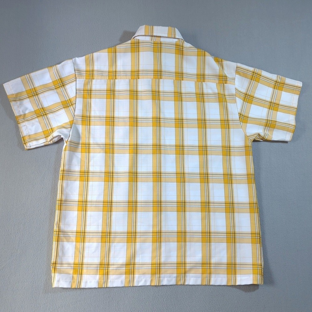 VTG CalTop Plaid Button Up Shirt Mens 2X Yellow White Short Sleeve Made in USA - Picture 5 of 7